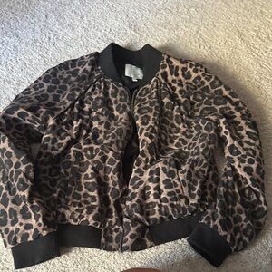 Joie Leopard Print Bomber Jacket